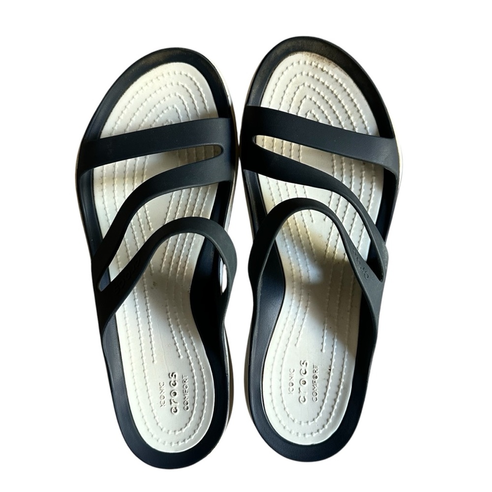 Crocs Swiftwater Women's Slide Sandals Smoke‎ Black Size 8